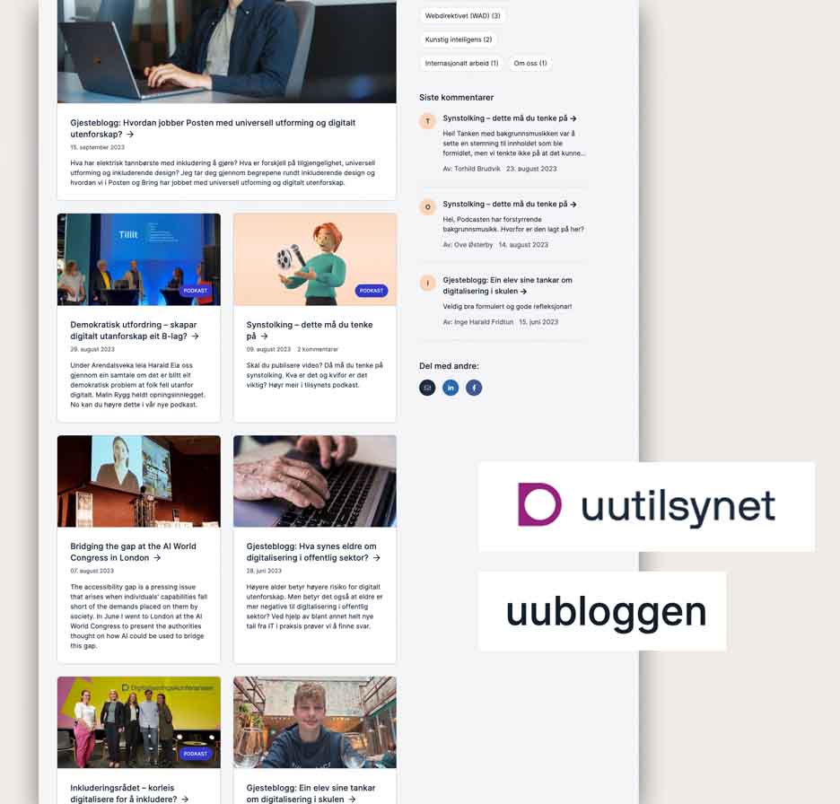Skjermdump av førstesiden til bloggen til Uutilsynet.